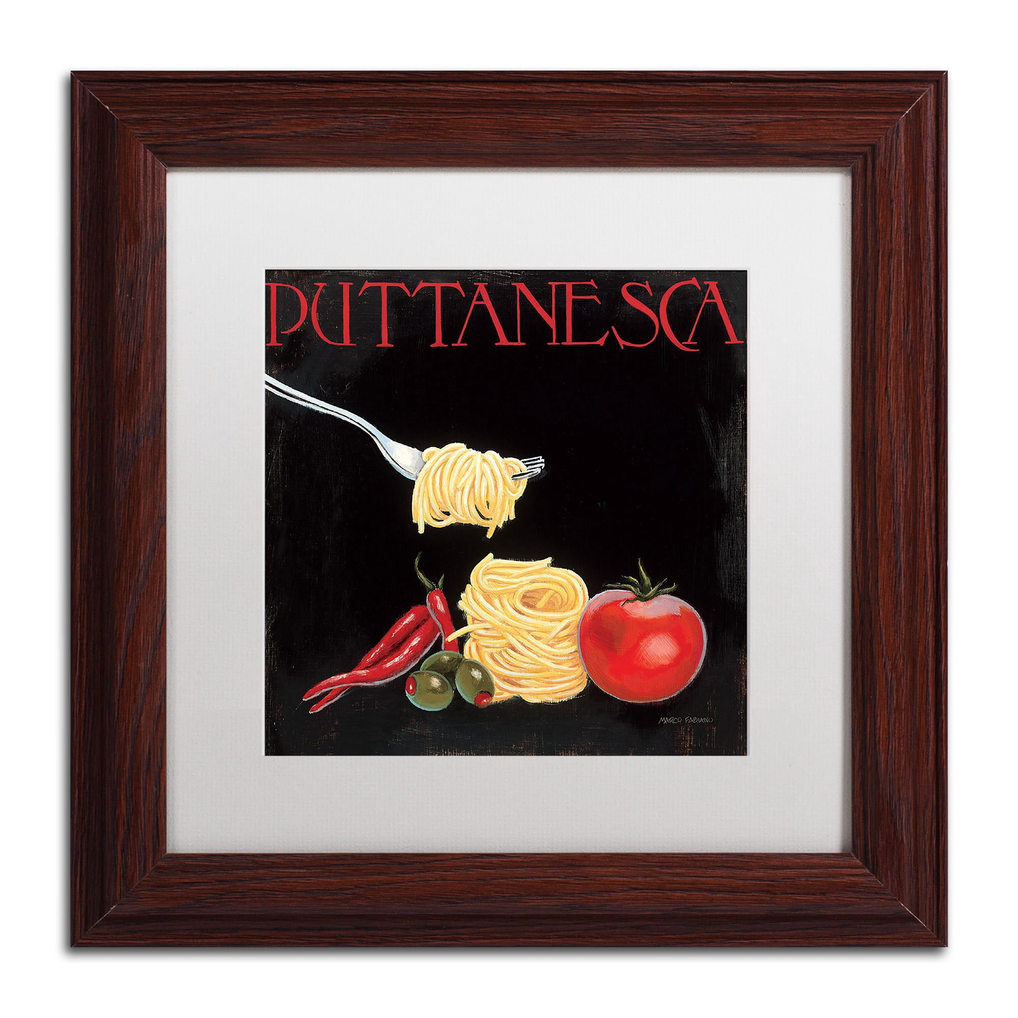Trademark Fine Art "Italian Cuisine I" Canvas Art by Marco Fabiano White Mat, Black Frame