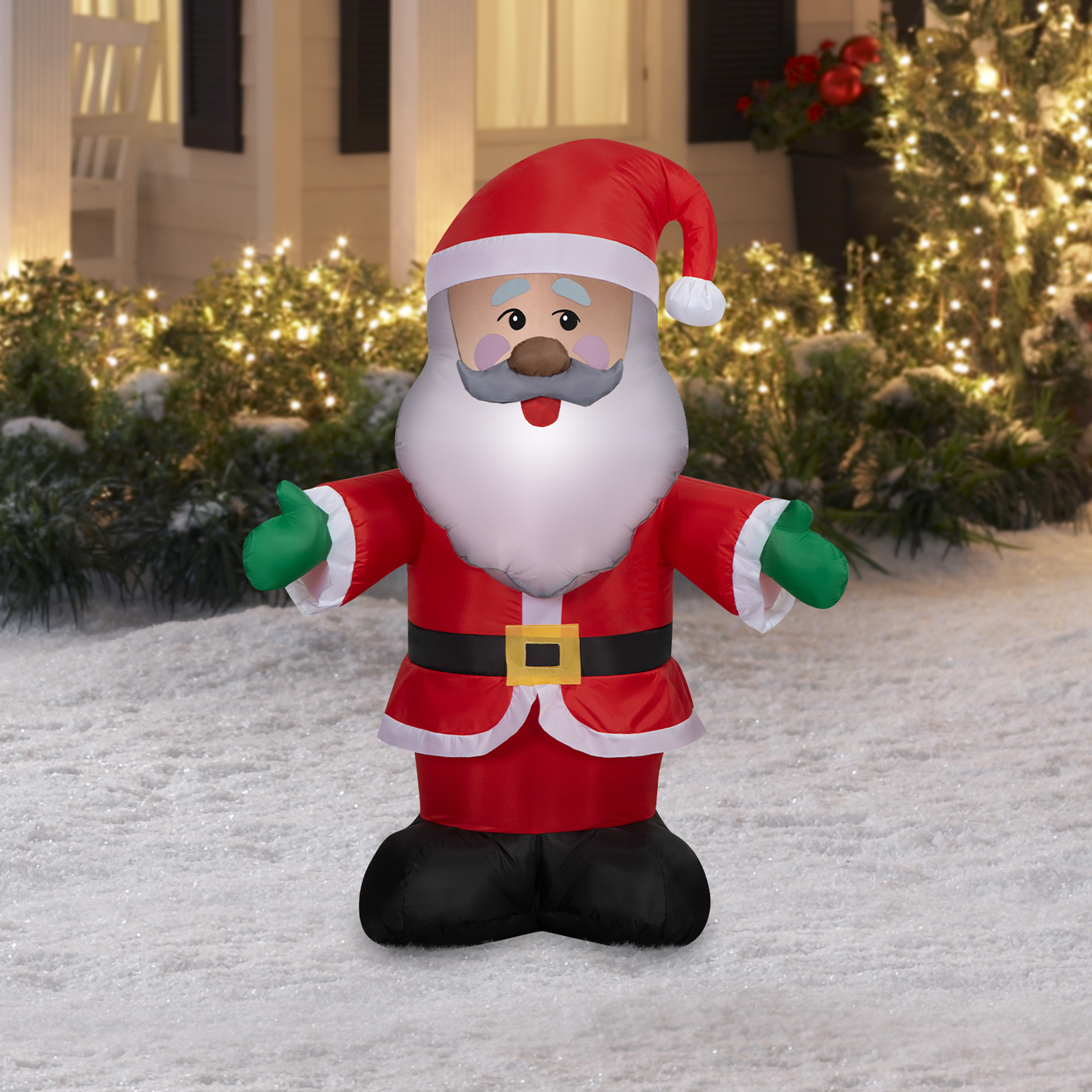4 ft African American Santa Christmas Airblown Yard Inflatable, Multicolor, by Holiday Time