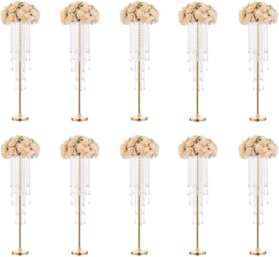 Nuptio Wedding Centerpieces for Table Decoration 39" Metal Gold Vase