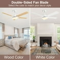 thumbnail image 2 of OUTON 52" Modern Ceiling Fan with Lights and Remote Control, Dimmable Fanlight for Indoor Outdoor Bedroom, Living Room,5 Dual Blades,Reverse Airflow, White, 2 of 8