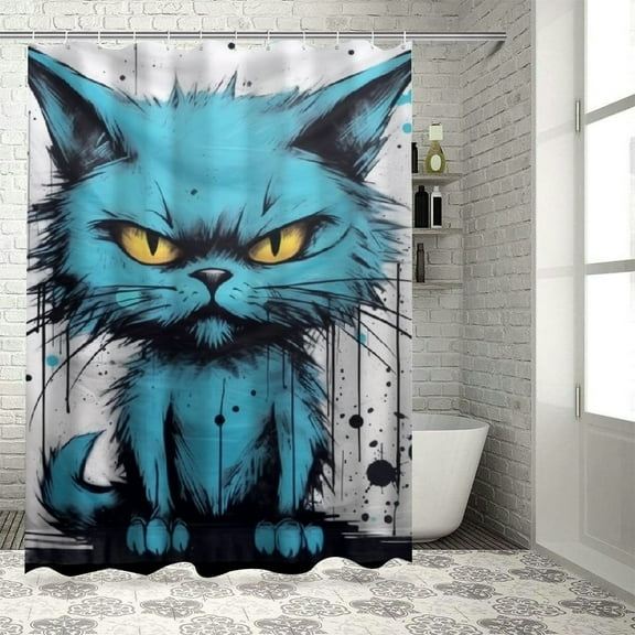 BCIIG Cute Cat Bathroom Decor Set - Colorful Luxurious Graphic Print Polyester Fabric Shower Curtain Set with Hooks for Mother's Day, Chic Modern Bathroom Decor, Multi-Size Options 36"x72