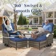 thumbnail image 3 of Opohoro 5-Piece Patio Conversation Set with Swivel Chairs, Ottomans and Side Table, Deep Seat Wicker Outdoor Seating for Porch, 3 of 10