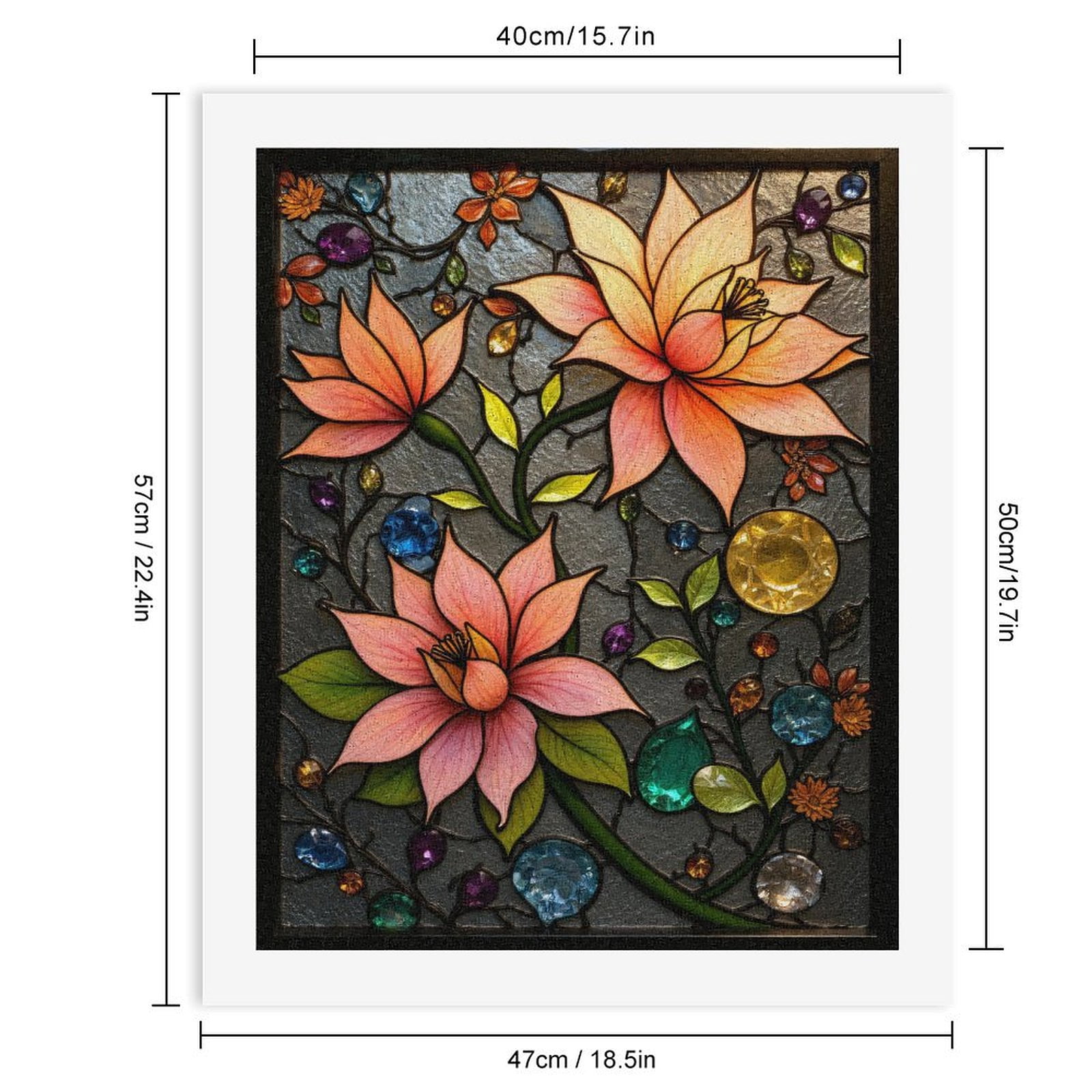 Paint By Numbers Kit for Adults Beginner - DIY Colorful Floral Gem Art Deco Canvas Painting Kits for Adults, Frameless Paint By Number for Adults for Home Wall Decor 16x20 Inch