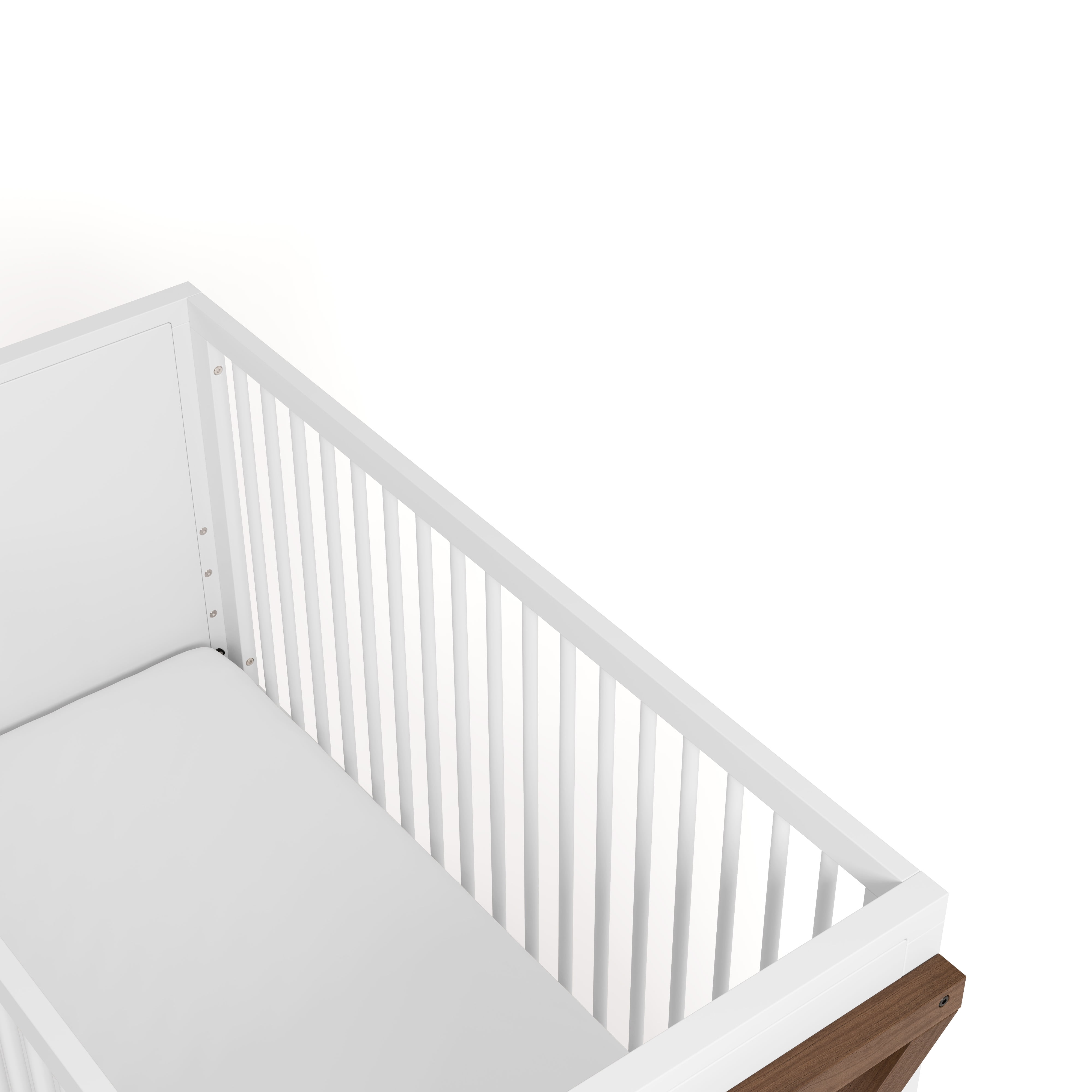 Storkcraft Equinox 3-in-1 Convertible Baby Crib, White with Hazelnut