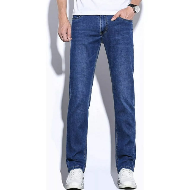 Pantalon Mezclilla Casuales De Alta Elasticidad Para Hombre