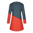 thumbnail image 4 of Robes d'Automne pour Femmes Col Rond Bloc de Couleur Robe à Manches Longues Décontractée Ample Tunique Évasée Mini Robes, 4 of 5
