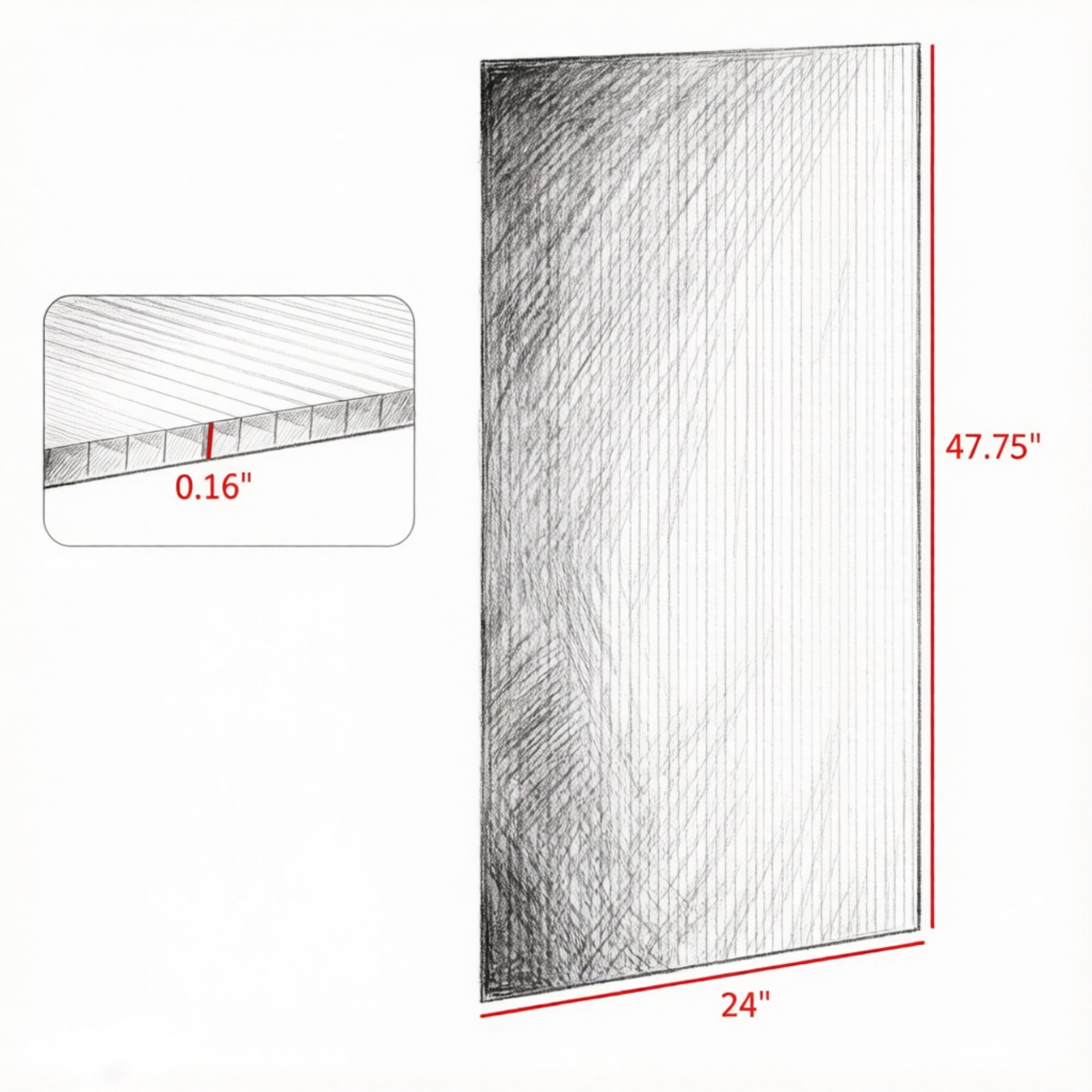 14 Pieces 4'x2'x0.16" Twin-Wall Polycarbonate Greenhouse Panels Clear Waterproof UV Protected for Gardening And Agriculture（Polycarbonate Panels Only）