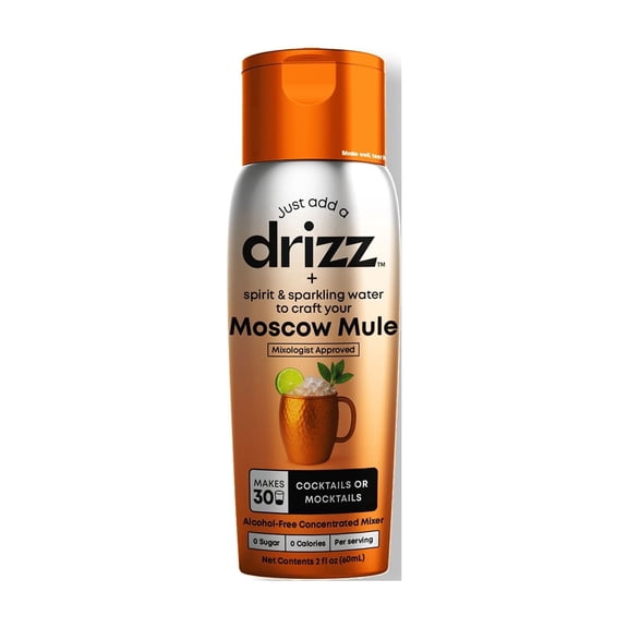 Drizz Moscow Mule Mixer Drops – Zero Sugar Cocktail & Mocktail Mix, 2 fl oz (60 mL) Bottle