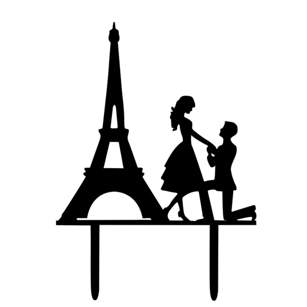 Wedding Cake Topper Proposed Cake Picks Stand Acrylic Eiffel Tower Wedding Party Cake Decor