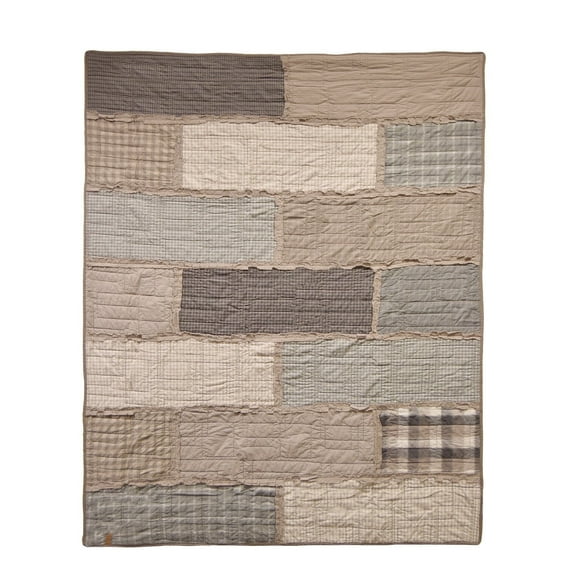 Donna Sharp Smoky Cobblestone Ragged Pieced Cotton Neutral Decorative Throw