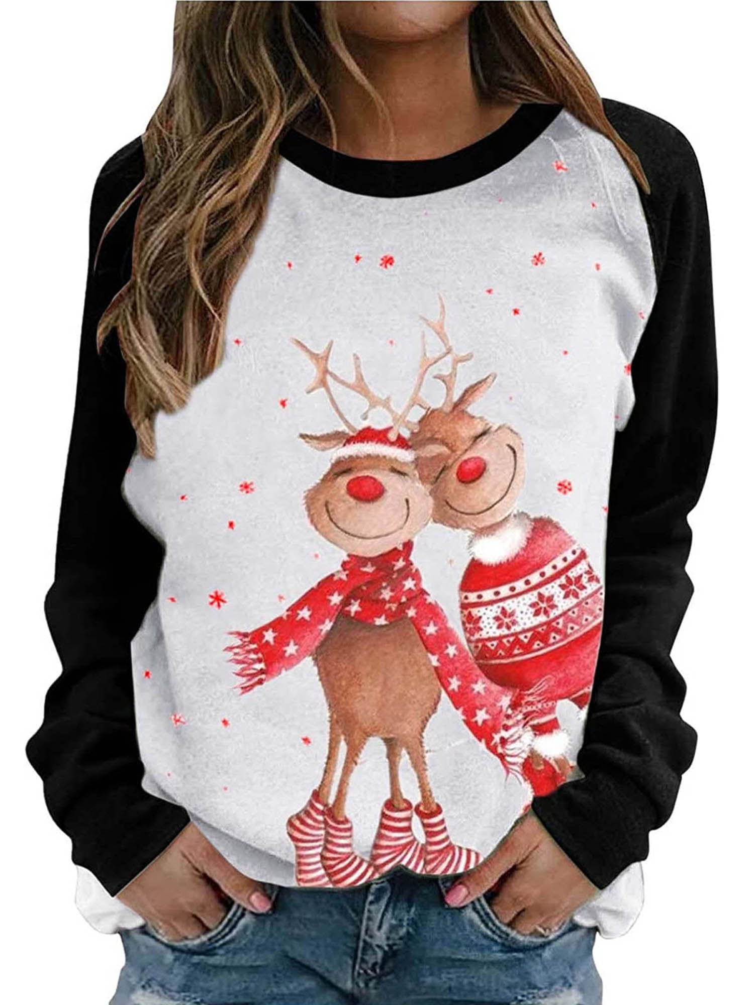 aihihe Ugly Christmas Sweater Sweatshirts for Women Plus Size Snowman Hoodies Casual Loose Long Sleeve Tops Blouse Pullover 