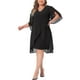 thumbnail image 2 of Vestido formal de mujer de talla grande Agnes Orinda, con escote en V, superposición de gasa, para invitadas de boda, cócteles y fiestas, talla 3X, color negro, 2 of 6