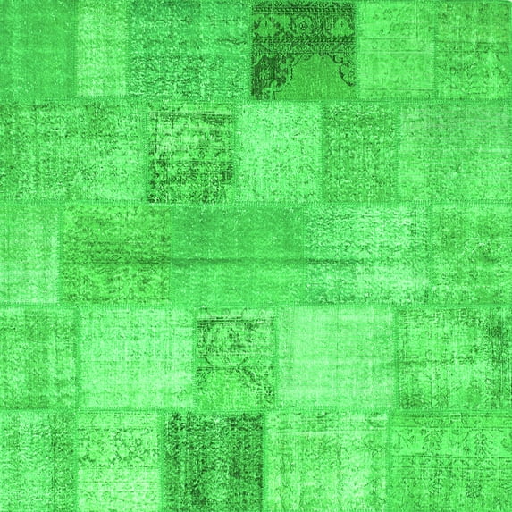 Ahgly Company Indoor Square Patchwork Green Transitional Area Rugs, 6' Square