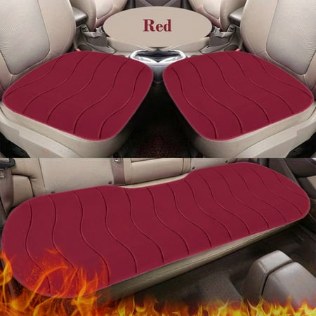 Office Chair Cushion Winter Plush 3 Pcs Car Seat Cover Full Set Warm Comfort Ideal for Family SUVs Truck Drives Durable Non Slip Pad for Winter Use Car Cushions for Driving