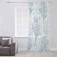 thumbnail image 3 of Blue Grey Coral Coastal Semi Sheer Curtains Drapes for Living Room, Bedroom, French Doors Window 63 Inches Long, Summer Beach Seaside Nautical Rod Pocket Chiffon Curtain Drapery Voile Drape Panel, 3 of 6