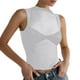 thumbnail image 1 of Camiseta sin mangas de punto hueco de verano para mujer - Top corto con cuello redondo y espalda nadadora, camiseta de entrenamiento transpirable de poliéster, 1 of 4