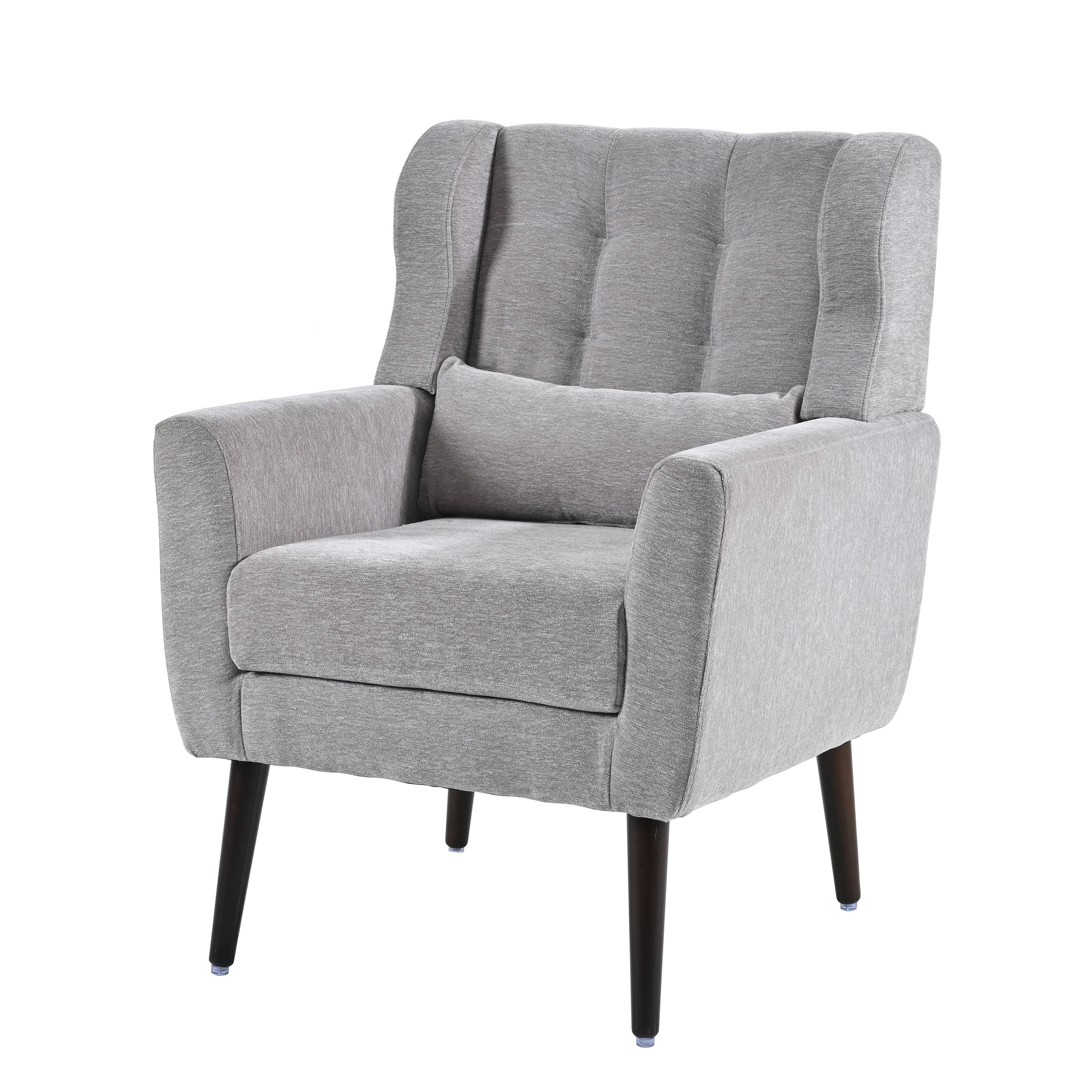 Aukfa Modern Accent Chairs,Chenille Arm Chairs for Living Room w/ Pillow for Bedroom,Gray