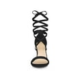thumbnail image 6 of BLISSFUL STEP Women's Open Toe Lace Up Tie Up Block Heeled Sandals Black 6.5, 6 of 7
