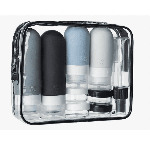 Kit De Viaje Botellas Para Champús,baños Y Accesorios Viaje Color Negro