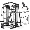 Mikolo M4 Smith Machine Home Gym, 2200 lbs Power Rack Cage with Cable Crossover, Weight Bar, 360° Landmine, Barbell Holders and Other Attachments, Total Body Strength Training Cage