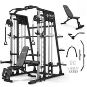 Mikolo M4 Smith Machine Home Gym, 2200 lbs Power Rack Cage with Cable Crossover, Weight Bar, 360° Landmine, Barbell Holders and Other Attachments, Total Body Strength Training Cage