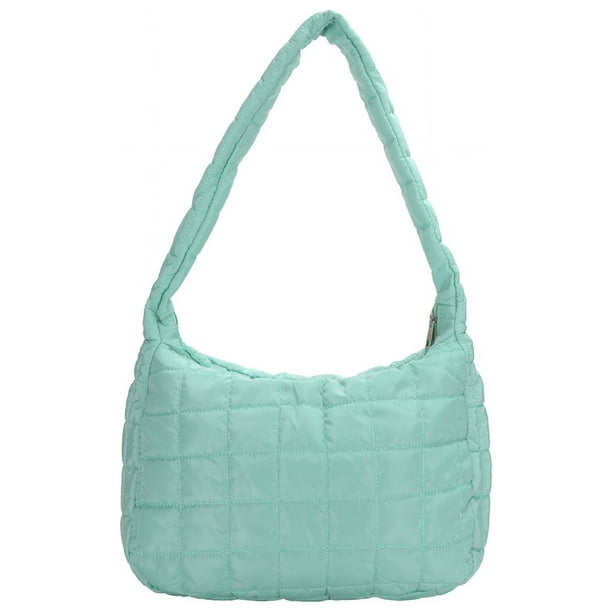 Bolso Mujer Invierno Acolchado Suave Acolchado Bolso De Hombro Grande Tote Azul