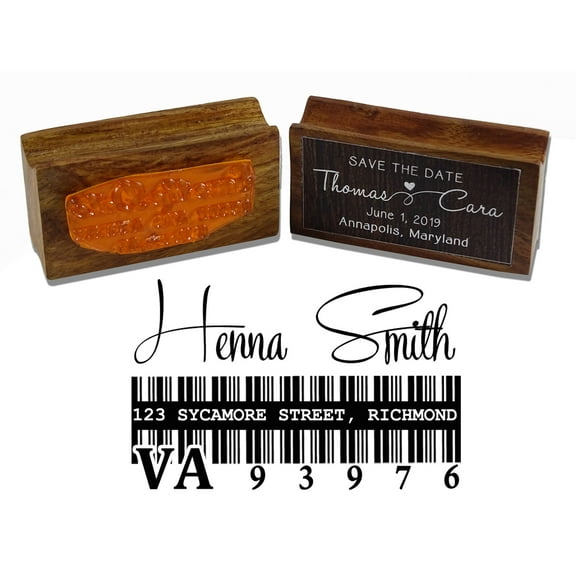 Printtoo Custom Signature Personalized Barcode Design Address Envelope Wood Mounted Rubber Stamp