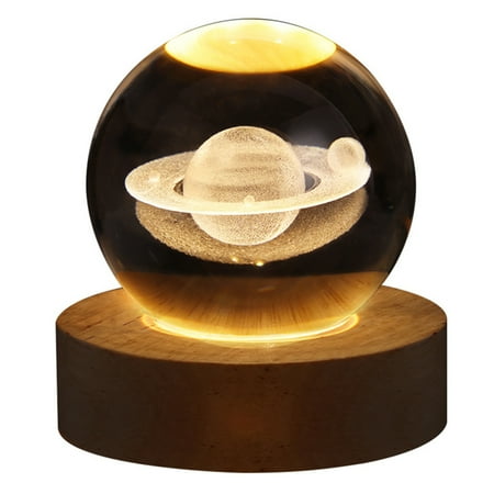 

Small Crystal Ball with Wooden Lighting Base 3D Glass Ball with LED Light Nebula