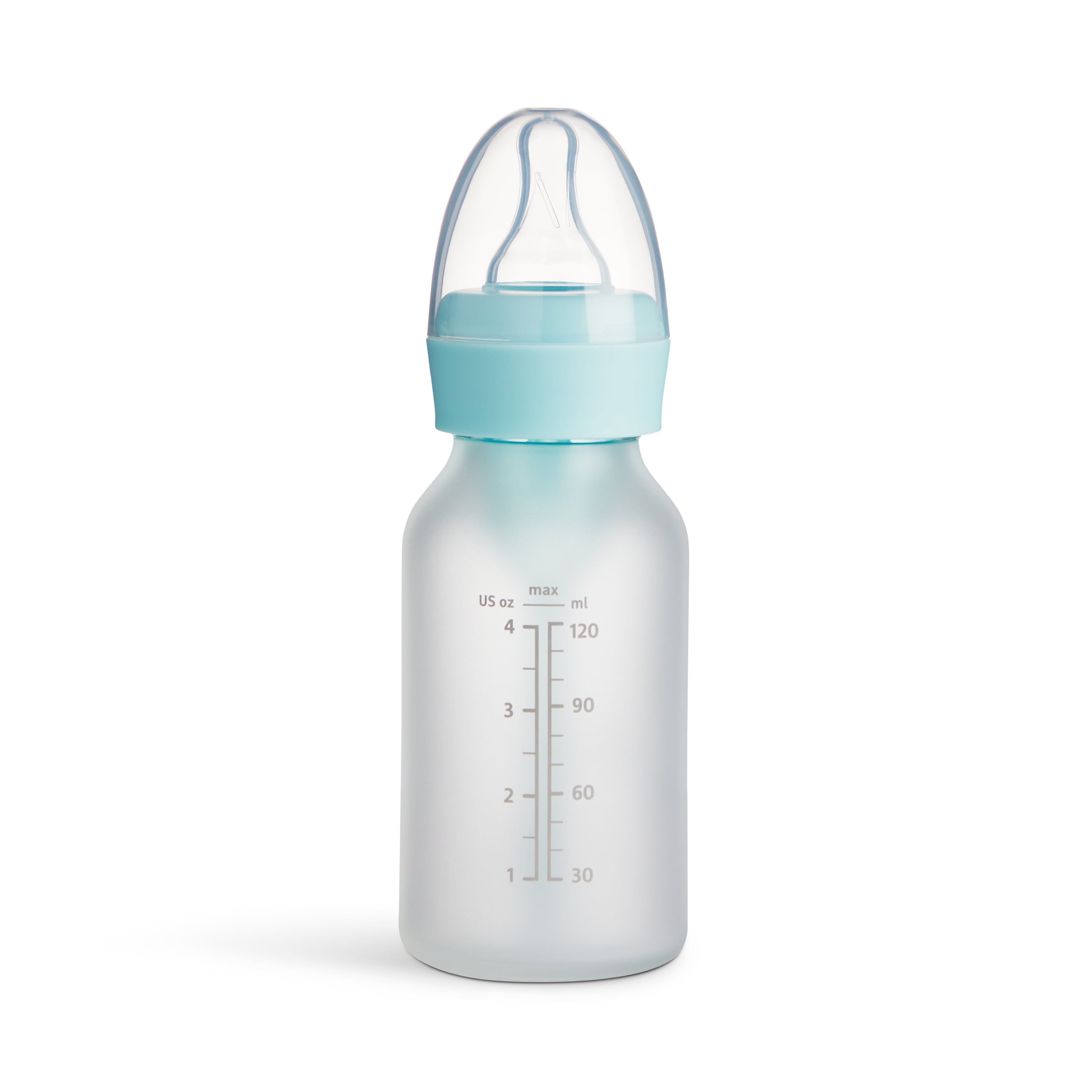Munchkin Bond™ Silicone Coated Glass Baby Bottles - Anti-Colic Feeding System with Natural Feel Nipples, 4 ounce, 2 Pack, Blue