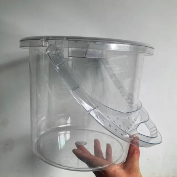 Cubo transparente multiusos con asa para almacenar agua, ideal para limpieza del baño, juguetes, lavado de coches y uso doméstico.