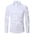 thumbnail image 2 of LODIENY Men's Stretch Big and Tall Regular Fit Long Sleeve Dress Shirts Lightweight Business Casual Button Down Shirts with Pocket White XXXXXXL, 2 of 3