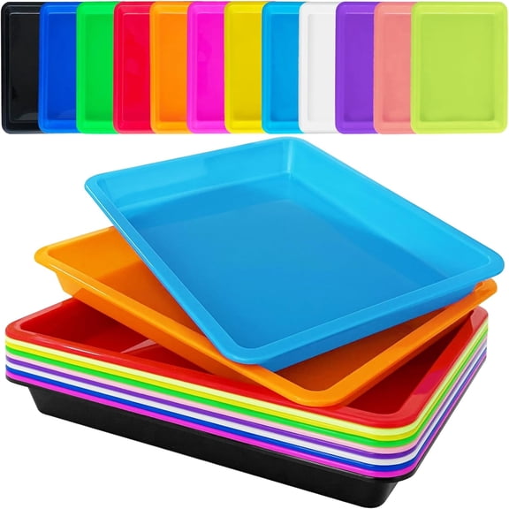 12 Pack Multicolor Plastic Art Trays, Craft Organizer Trays for DIY Projects, Painting, Jewelry Making, Kids School Supplies