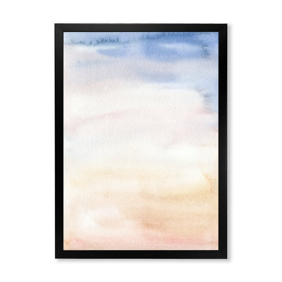 Designart 'Pastel Abstract With Pink Dark Blue and Beige Spots' Modern Framed Art Print