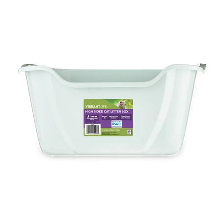 Vibrant Life High-Sided Open Cat Litter Box, XL, Green