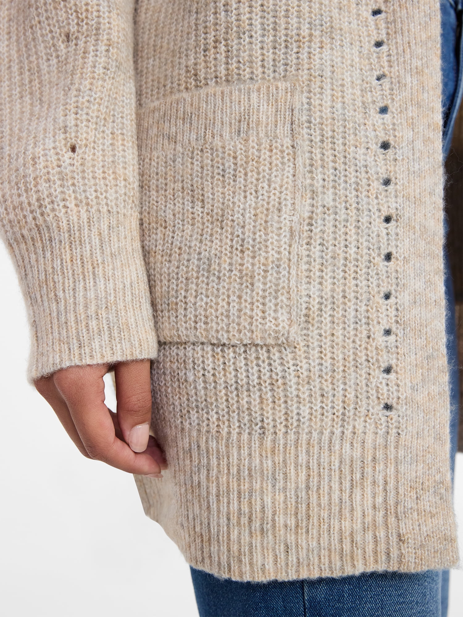 Time and Tru Women's Open Front Cardigan Sweater with Long Sleeves, Sizes XS-XXXL
