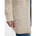 thumbnail image 5 of Time and Tru Women's Open Front Cardigan Sweater with Long Sleeves, Sizes XS-XXXL, 5 of 6