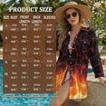 thumbnail image 7 of Xoenoiee Fire Flame Print Bathing Suit Cover Up for Women Lightweight Swimsuit Coverup Dress Long Sleeve Button Shirt Beach Cover Ups Summer Vacation Outfit, S, 7 of 7