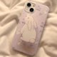 thumbnail image 3 of Funda de teléfono con diseño de conejito floral morado compatible con iPhone 13, bonita funda de dibujos animados de flores de tulipán y conejo coreano en 3D con soporte para conejo para mujeres y, 3 of 6