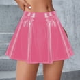 thumbnail image 2 of Puliio Women's Patent Leather Pleated Mini Skirt High Waist A-Line Night Out Party Skirts, 2 of 4