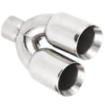 thumbnail image 5 of TKSE Tubo de escape de doble salida universal, 63x89 mm Punta de escape doble para automóvil Soldadura de plata de acero inoxidable en tubo de escape universal en forma de Y para automóviles, 5 of 5