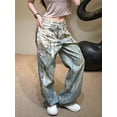 thumbnail image 5 of Women Mid Rise Wide Leg Jeans Baggy Floral Pants Denim Print Boho Palazzo Jeans Boyfriend NZ-N7041 Blue S, 5 of 7