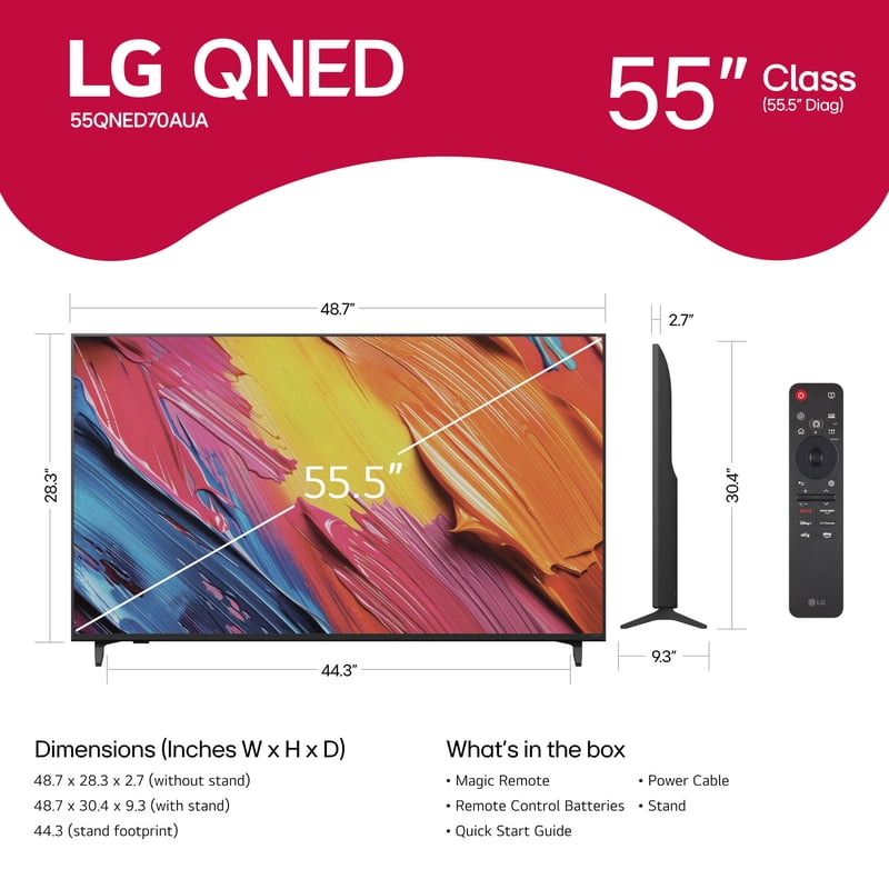 LG 55" QNED70 Series 4K UHD QNED AI Smart webOS 25 TV, 55QNED70AUA gallery view
