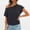 *Black, variant on ClodeEU Women's Off the Shoulder Short Sleeve T-Shirt,Loose-Fit Solid Color Summer Top White,Women's Plus XL