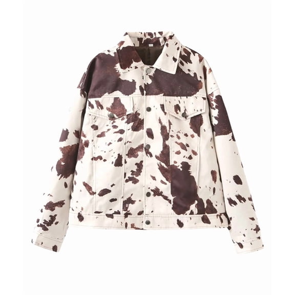 Jacket for Women Western Cowgirl Outfit Button Up Cropped Jacket Fall Aesthetic Streetwear Color Pattern S