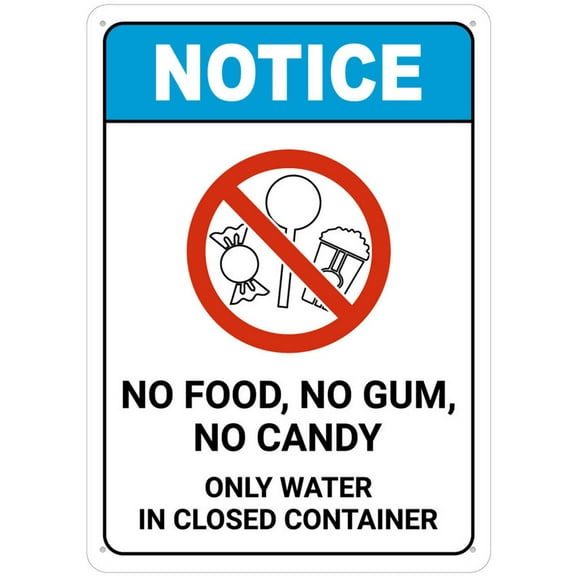 Notice No Food No Gum No Candy Sign For Home 12X8 Inch Rust Free Aluminum,Uv Ink Printing,Durable/Weatherproof Up To 7 Years Outdoor