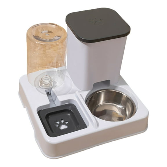 2in1 Automatic Waterer Pet Double Bowl Feeder Dog Cats Feeder Water Dispenser