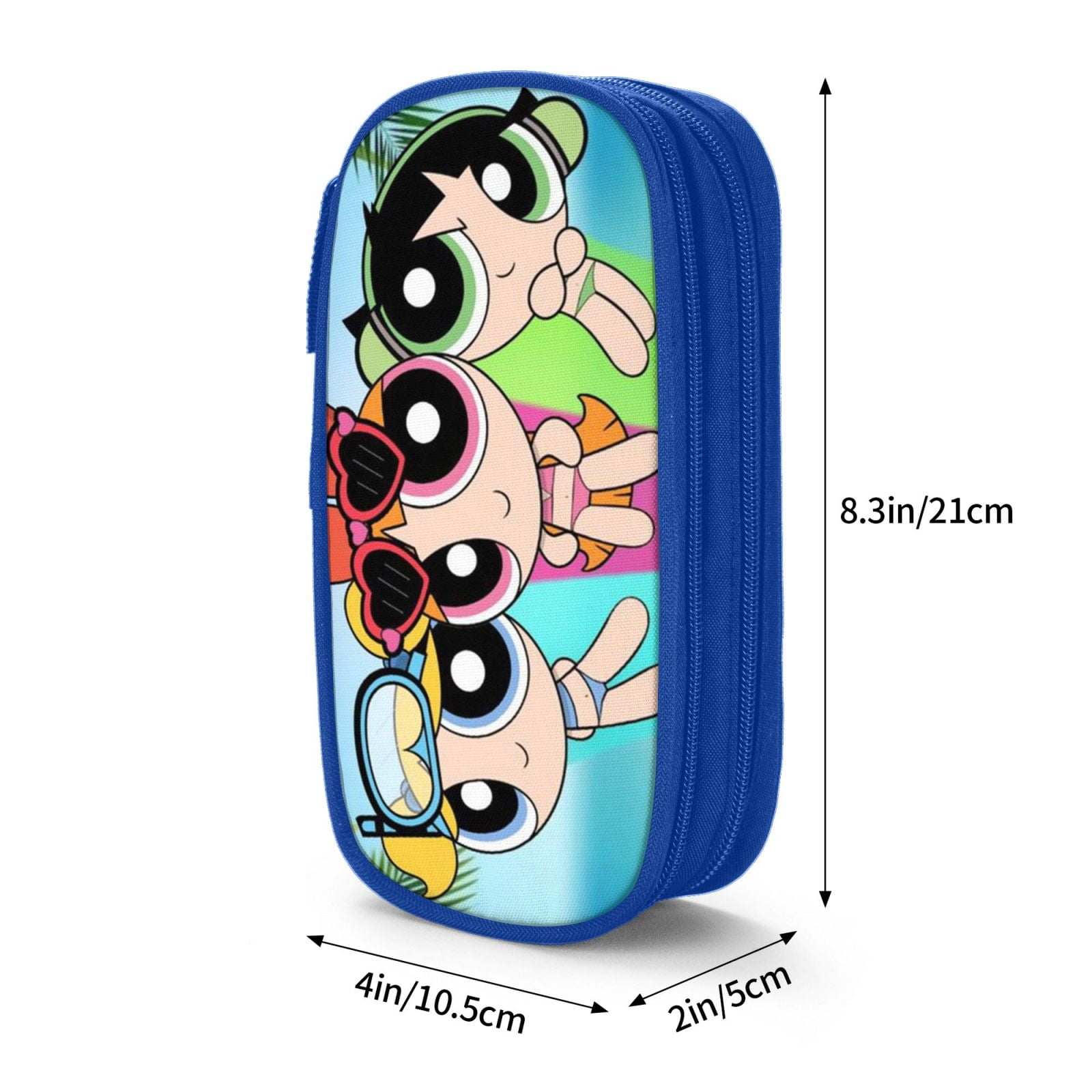 The Powerpuff Gi-rls Pencil Case Large Capacity Pencil Pouch Penbag Office Stationery Organizer Travel Makeup Bag Blue