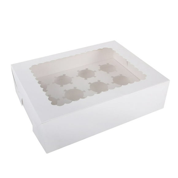 EeaseMX Caja portátil de 12 cavidades para cupcakes, muffins, pasteles y postres (blanca)