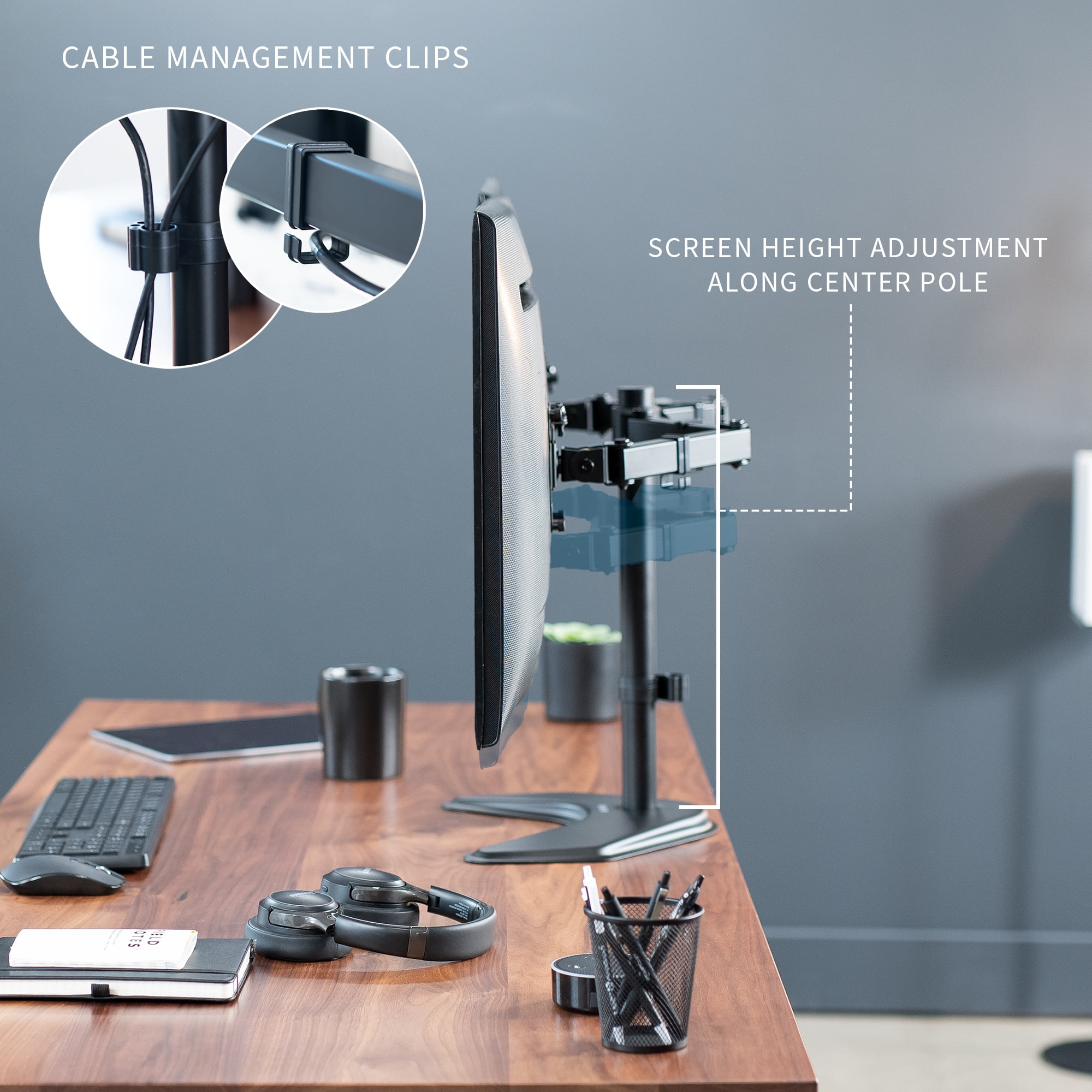 VIVO Black Dual Monitor Articulating Desk Stand Mount, Fits Up to 32" Screens