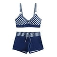 thumbnail image 6 of Arnsht Fashion Color Block Bikini with Shorts for Women - Two Piece Swimsuit with Boyshorts 2PC High Waisted Bathing Suits Swimwear Dark Blue XXXL, 6 of 6